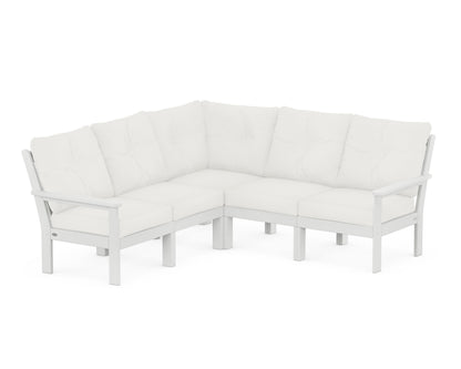 POLYWOOD® Vineyard 5-Piece Sectional in White / Natural Linen