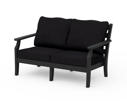 Draper James™ by  POLYWOOD® Savannah Deep Seating Loveseat in Black / Midnight Linen