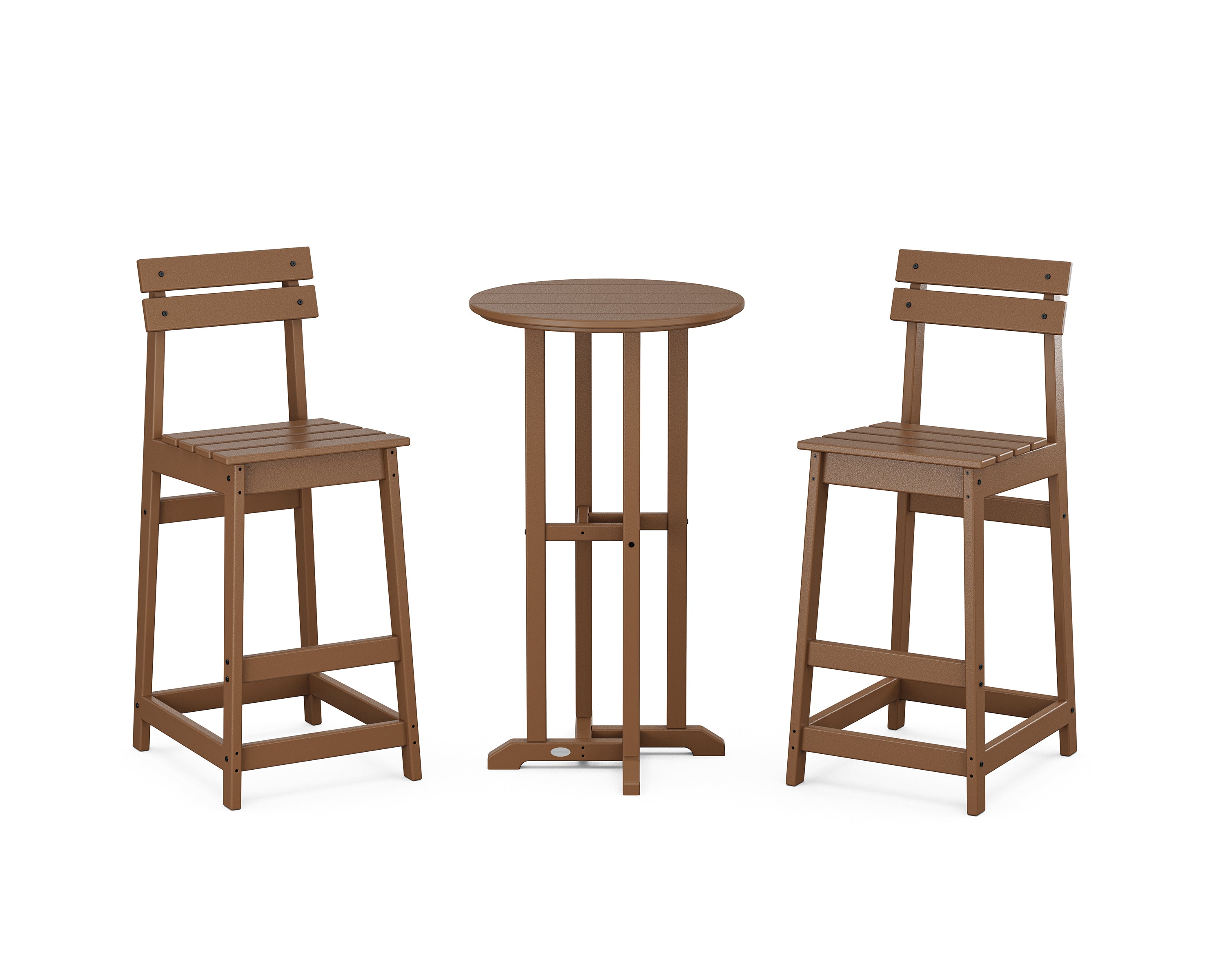 POLYWOOD® Modern Studio Plaza Bar Chair 3-Piece Bistro Set in Teak