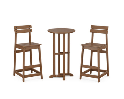 POLYWOOD® Modern Studio Plaza Bar Chair 3-Piece Bistro Set in Teak