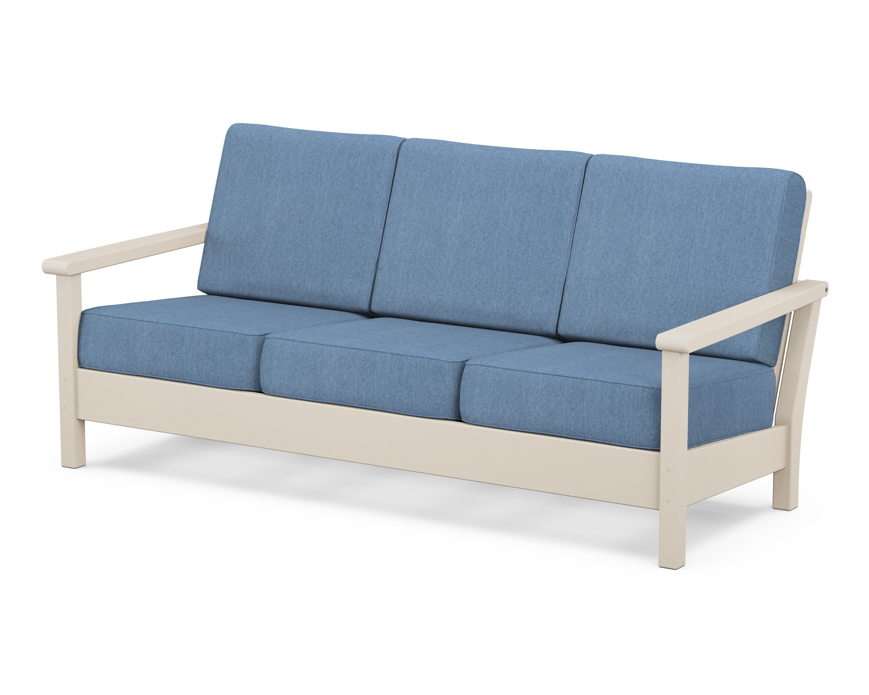 POLYWOOD® Harbour Deep Seating Sofa in Sand / Sky Blue