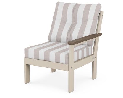 POLYWOOD® Vineyard Modular Right Arm Chair in Sand / Kona / Cabana Stripe Dune Burlap