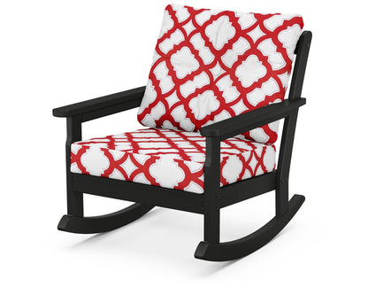 POLYWOOD® Vineyard Deep Seating Rocking Chair in Black / Trellis Crimson