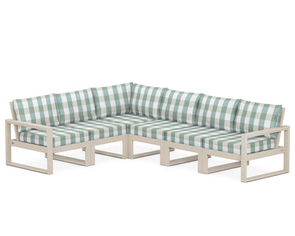 POLYWOOD® EDGE 6-Piece Modular Deep Seating Set in Sand / Buffalo Plaid Glacier Spa