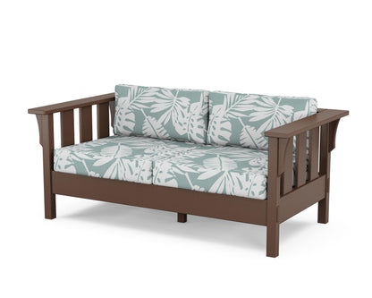 Martha Stewart by POLYWOOD® Acadia Deep Seating Loveseat in Mahogany / Leaf Glacier Spa
