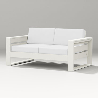 PW Designer Series Latitude Loveseat in Vintage White / Natural