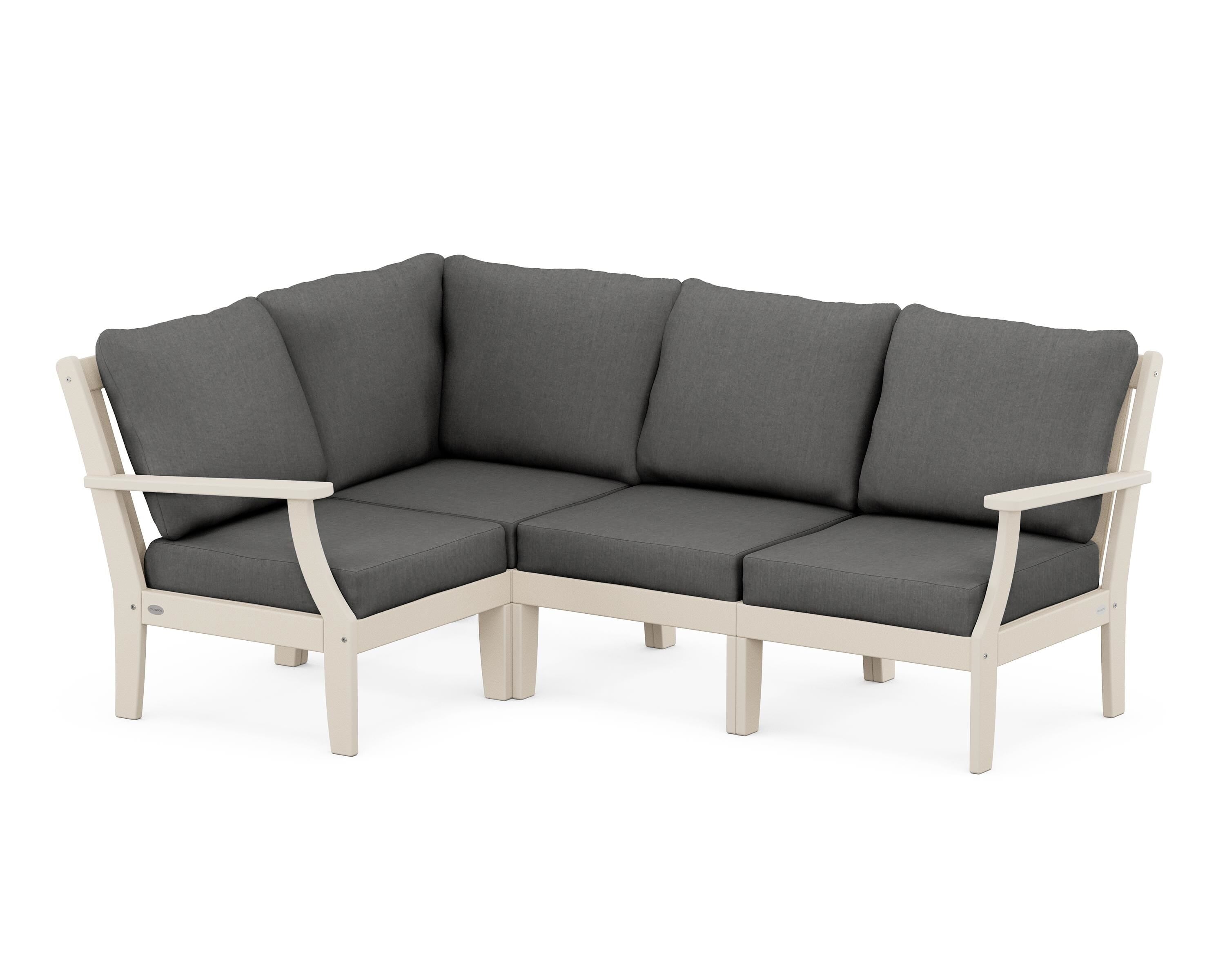 POLYWOOD® Braxton Modular 4-Piece Deep Seating Set in Sand / Spectrum Carbon