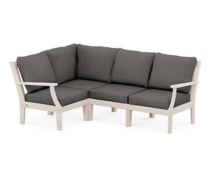 POLYWOOD® Braxton Modular 4-Piece Deep Seating Set in Sand / Spectrum Carbon