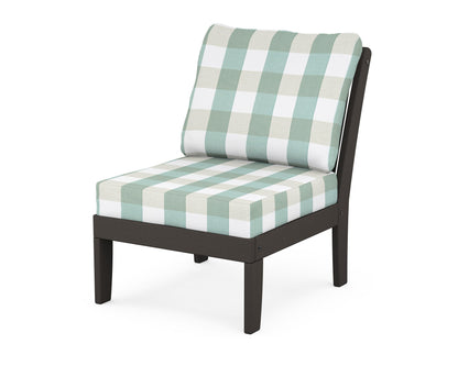 POLYWOOD® Braxton Modular Armless Chair in Vintage Coffee / Buffalo Plaid Glacier Spa