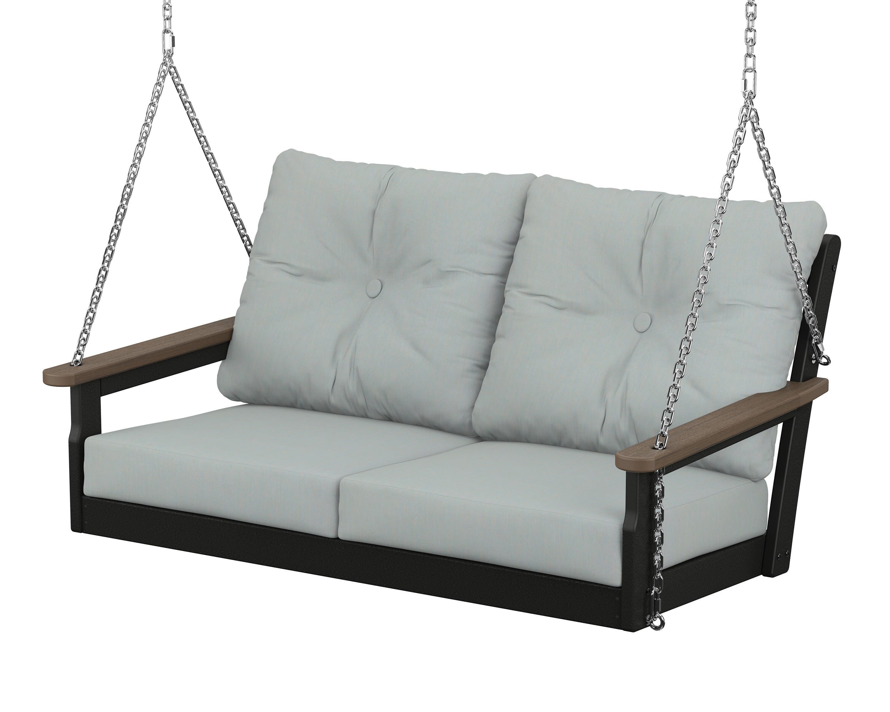 POLYWOOD® Vineyard Deep Seating Swing in Black / Kona / Spa