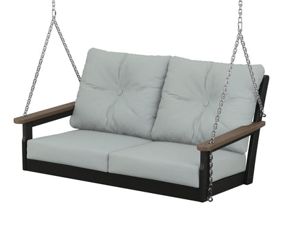 POLYWOOD® Vineyard Deep Seating Swing in Black / Kona / Spa