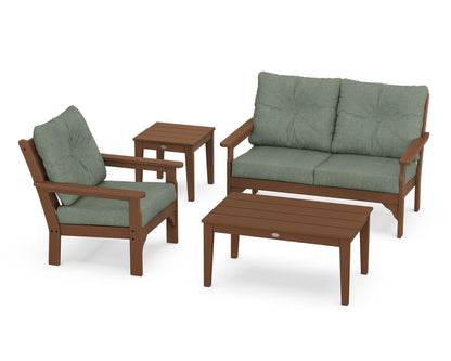 POLYWOOD® Vineyard 4-Piece Deep Seating Set in Teak / Cast Sage
