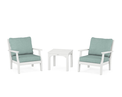 Martha Stewart by POLYWOOD® Chinoiserie 3-Piece Deep Seating Set in White / Glacier Spa