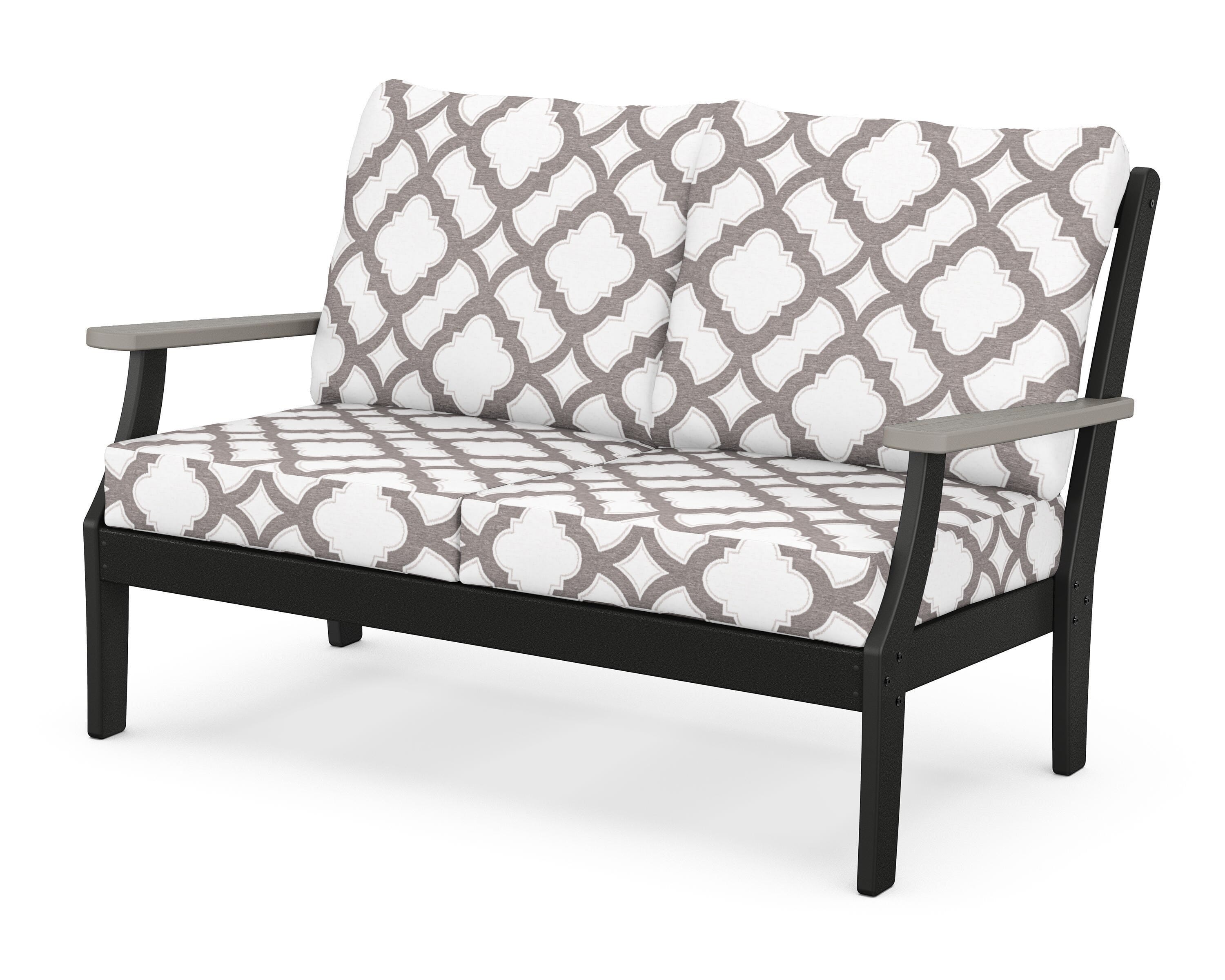 POLYWOOD® Braxton Deep Seating Loveseat in Black / Driftwood / Trellis Grey Mist