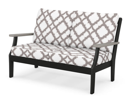 POLYWOOD® Braxton Deep Seating Loveseat in Black / Driftwood / Trellis Grey Mist
