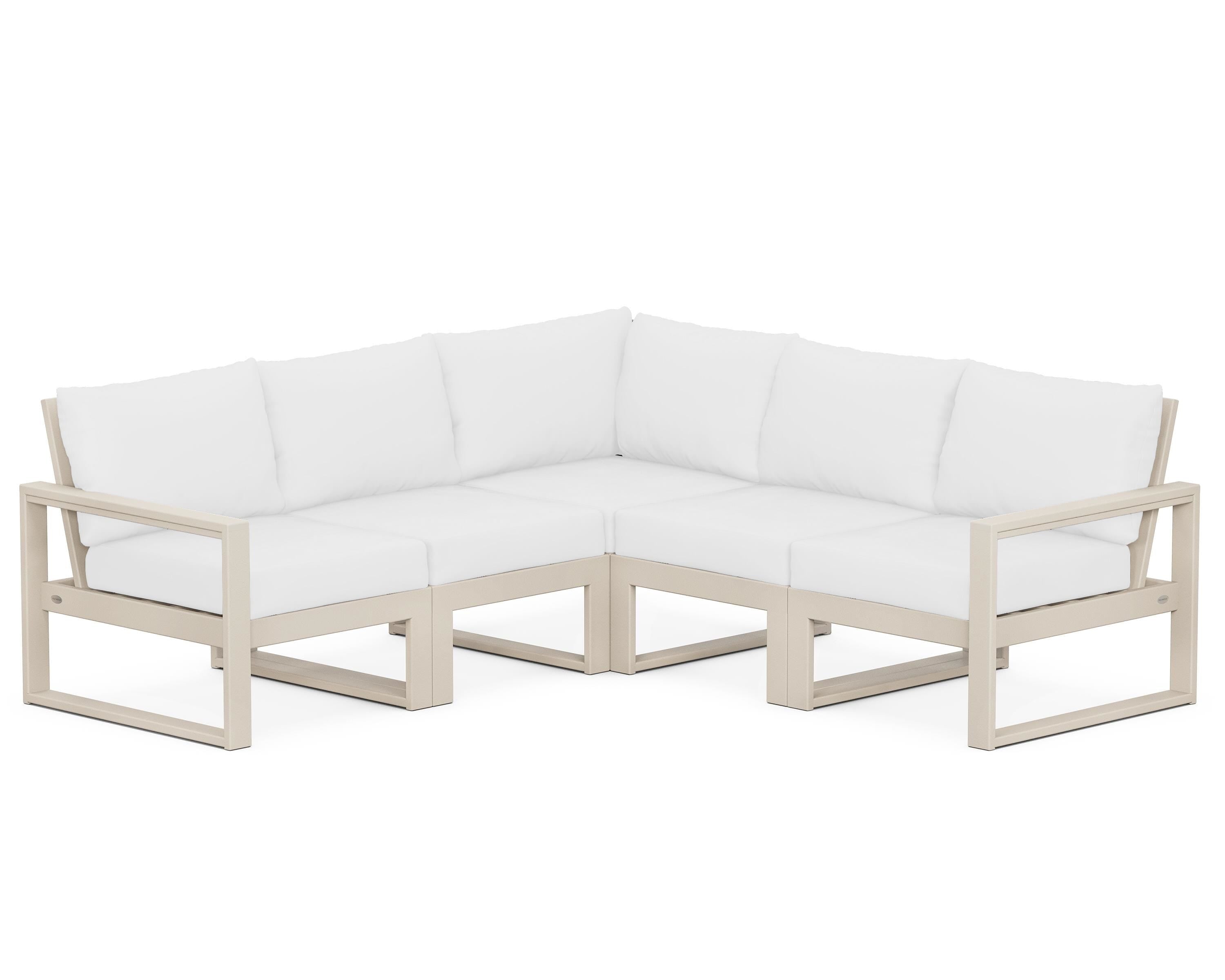 POLYWOOD® EDGE 5-Piece Modular Deep Seating Set in Sand / Natural