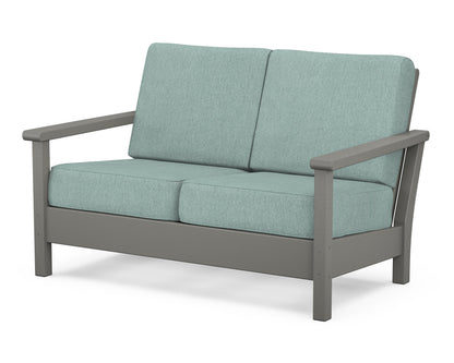 POLYWOOD® Harbour Deep Seating Loveseat in Slate Grey / Glacier Spa