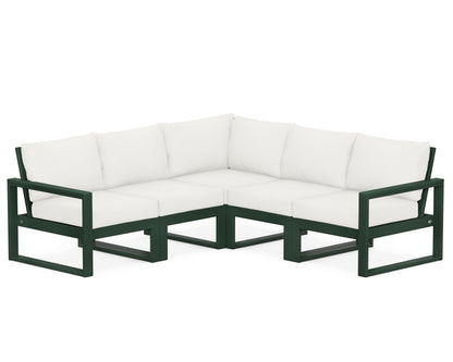 POLYWOOD® EDGE 5-Piece Modular Deep Seating Set in Green / Natural Linen