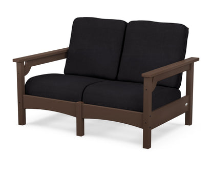 POLYWOOD® Club Loveseat in Mahogany / Midnight Linen