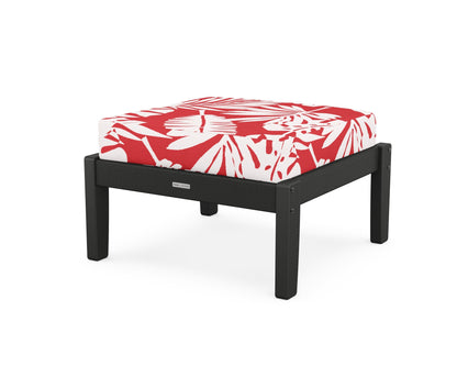 Martha Stewart by POLYWOOD® Chinoiserie Deep Seating Ottoman in Black / Leaf Crimson