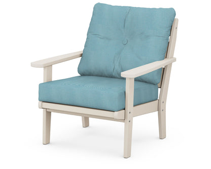 POLYWOOD® Lakeside Deep Seating Chair in Sand / Lattice Sky Blue