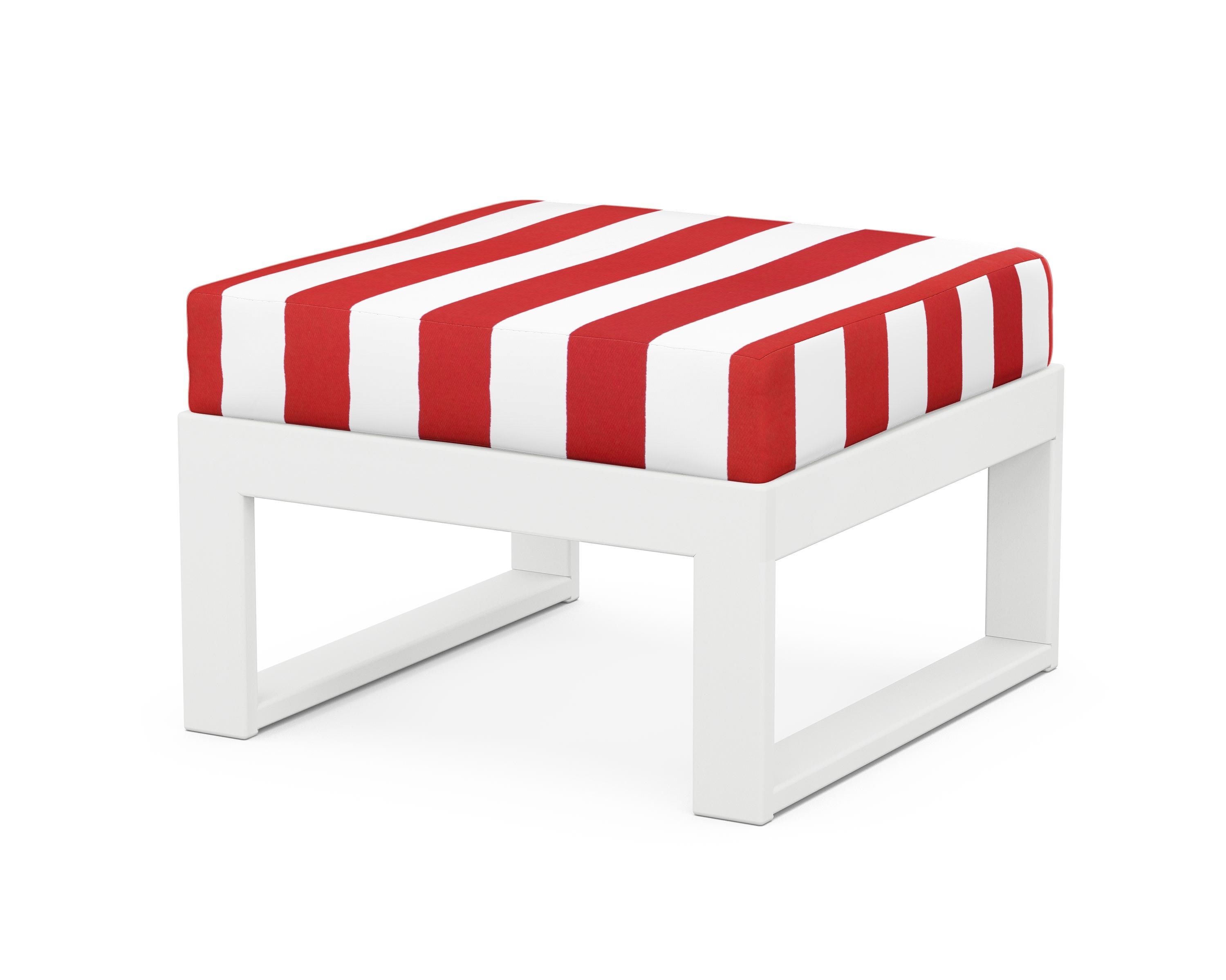 Unbranded Modular Ottoman - Modern in White / Cabana Stripe Crimson