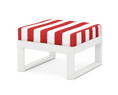 Unbranded Modular Ottoman - Modern in White / Cabana Stripe Crimson