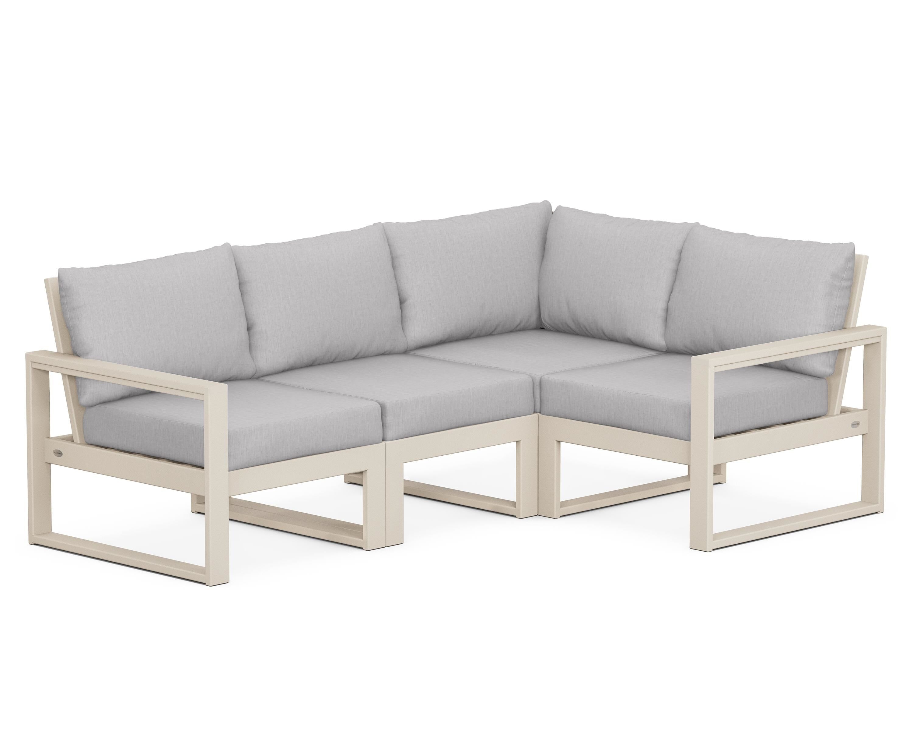 POLYWOOD® EDGE 4-Piece Modular Deep Seating Set in Sand / Granite