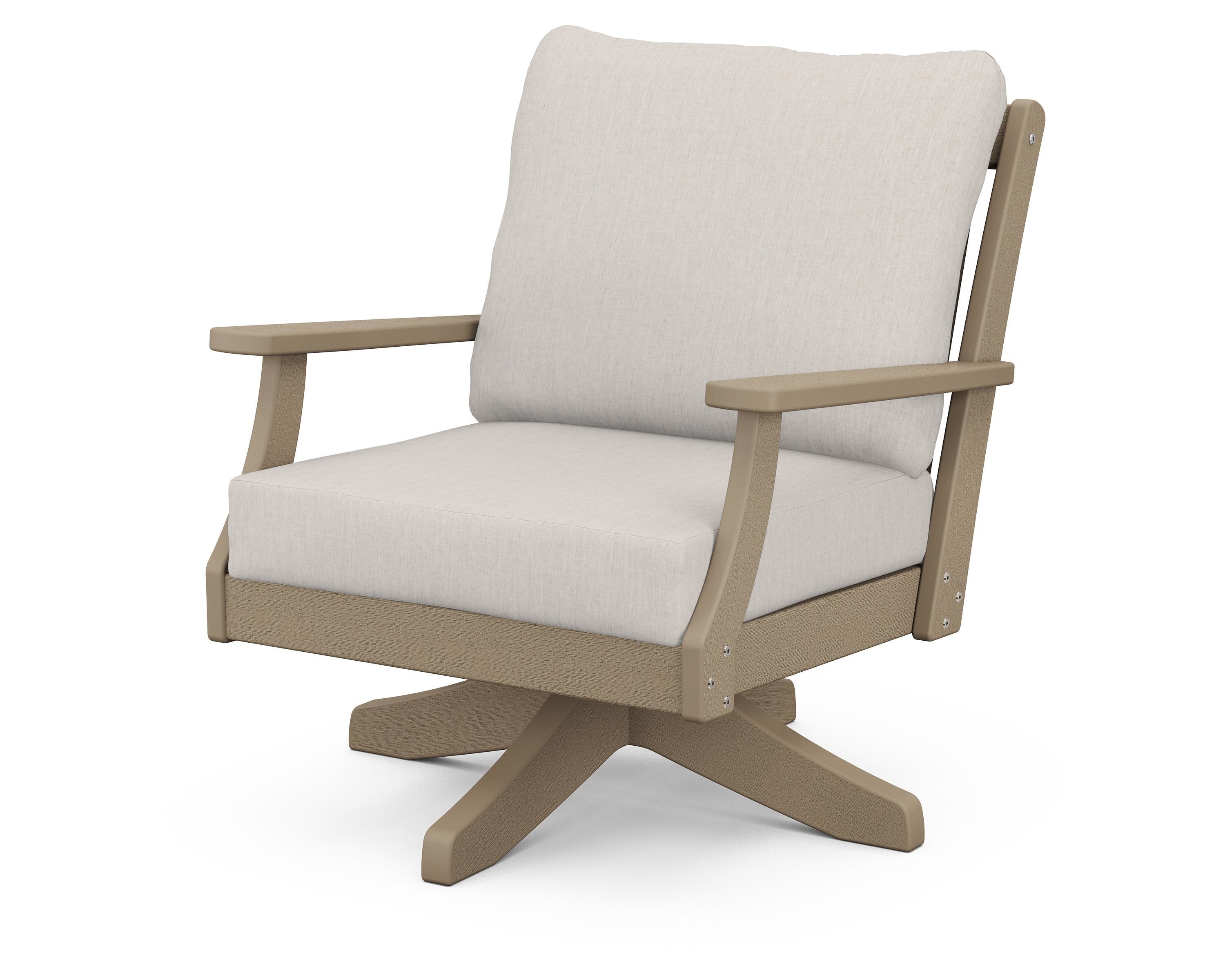 POLYWOOD® Braxton Deep Seating Swivel Chair in Vintage Sahara / Cast Ash