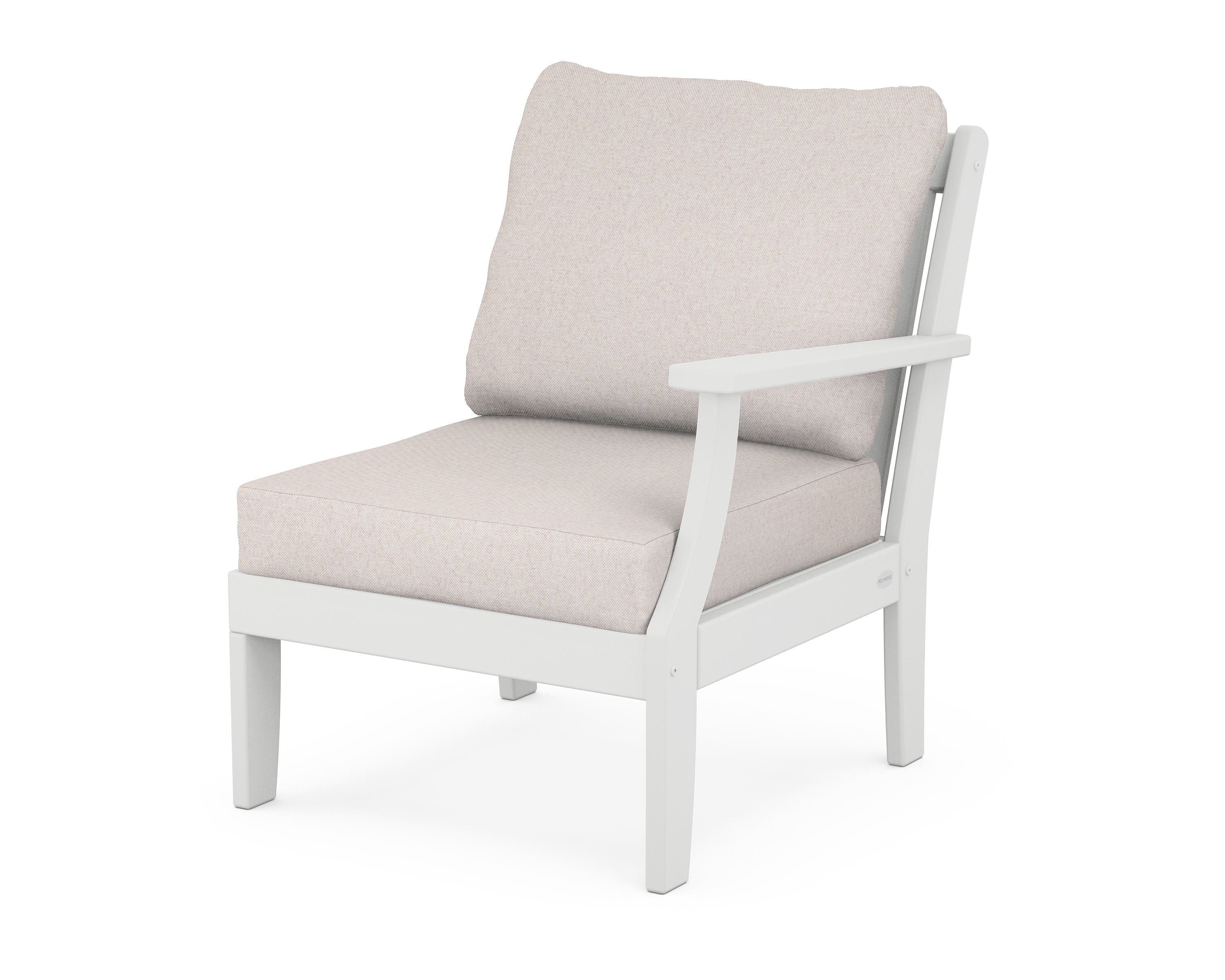 POLYWOOD® Braxton Modular Right Arm Chair in White / Dune Burlap
