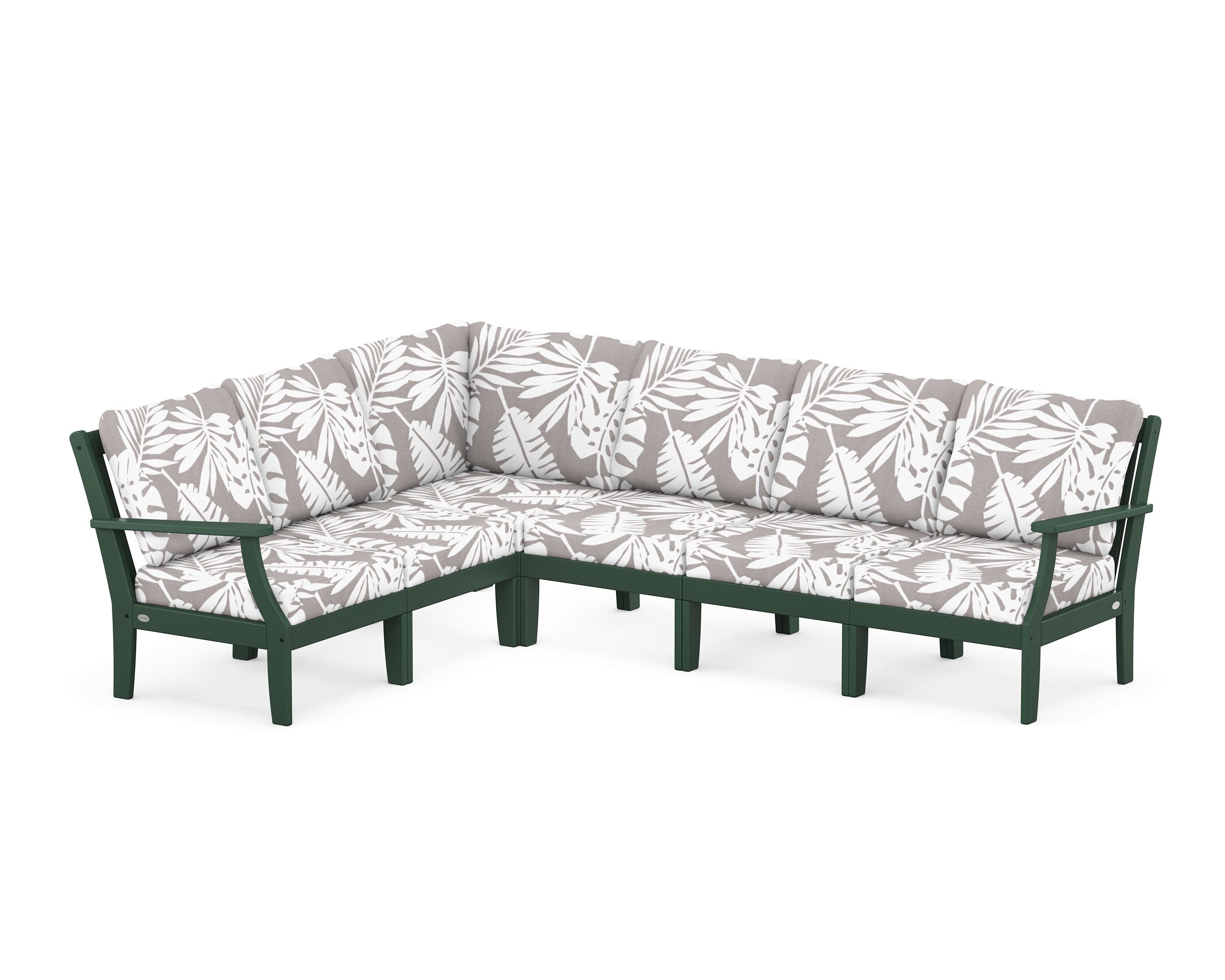 POLYWOOD® Braxton Modular 6-Piece Deep Seating Set in Green / Leaf Grey Mist