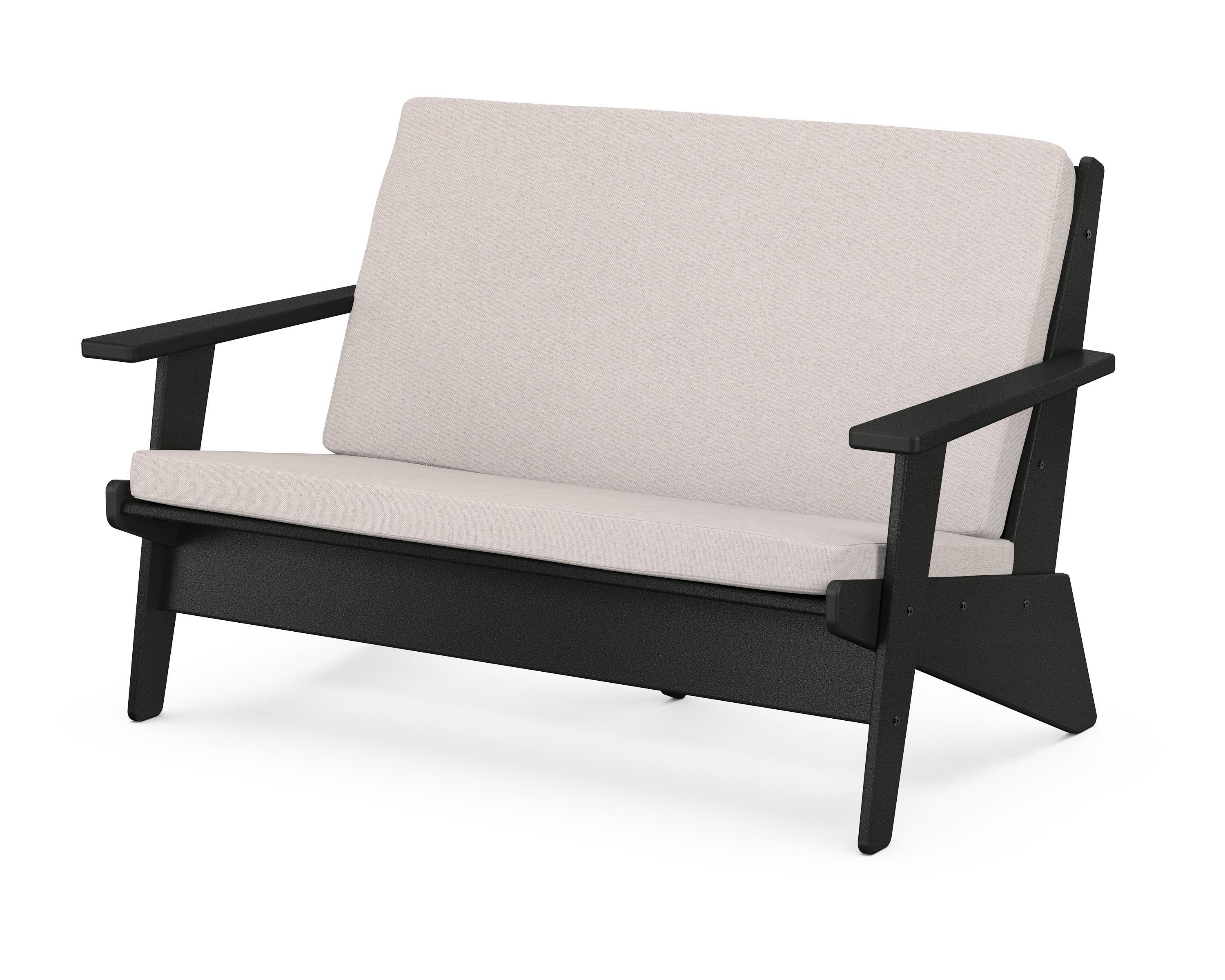 POLYWOOD® Riviera Modern Lounge Loveseat in Black / Dune Burlap