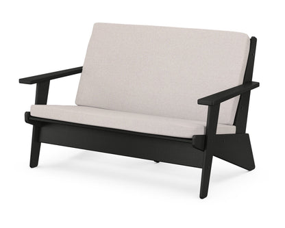 POLYWOOD® Riviera Modern Lounge Loveseat in Black / Dune Burlap