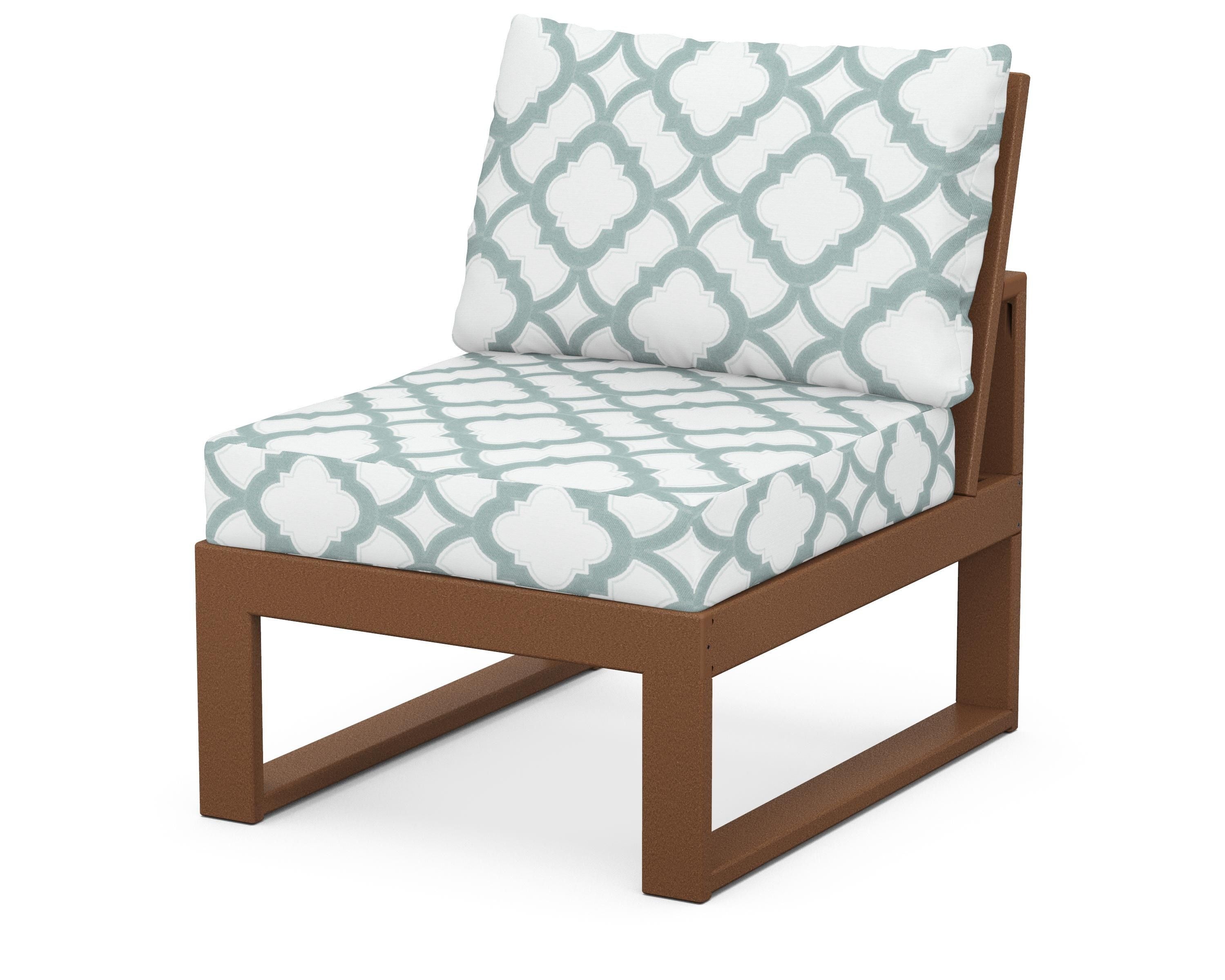 Unbranded Modular Armless Chair in Teak / Trellis Glacier Spa