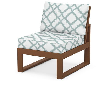 Unbranded Modular Armless Chair in Teak / Trellis Glacier Spa