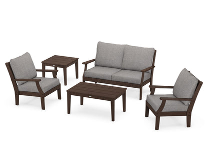 POLYWOOD® Braxton 5-Piece Deep Seating Set in Mahogany / Grey Mist