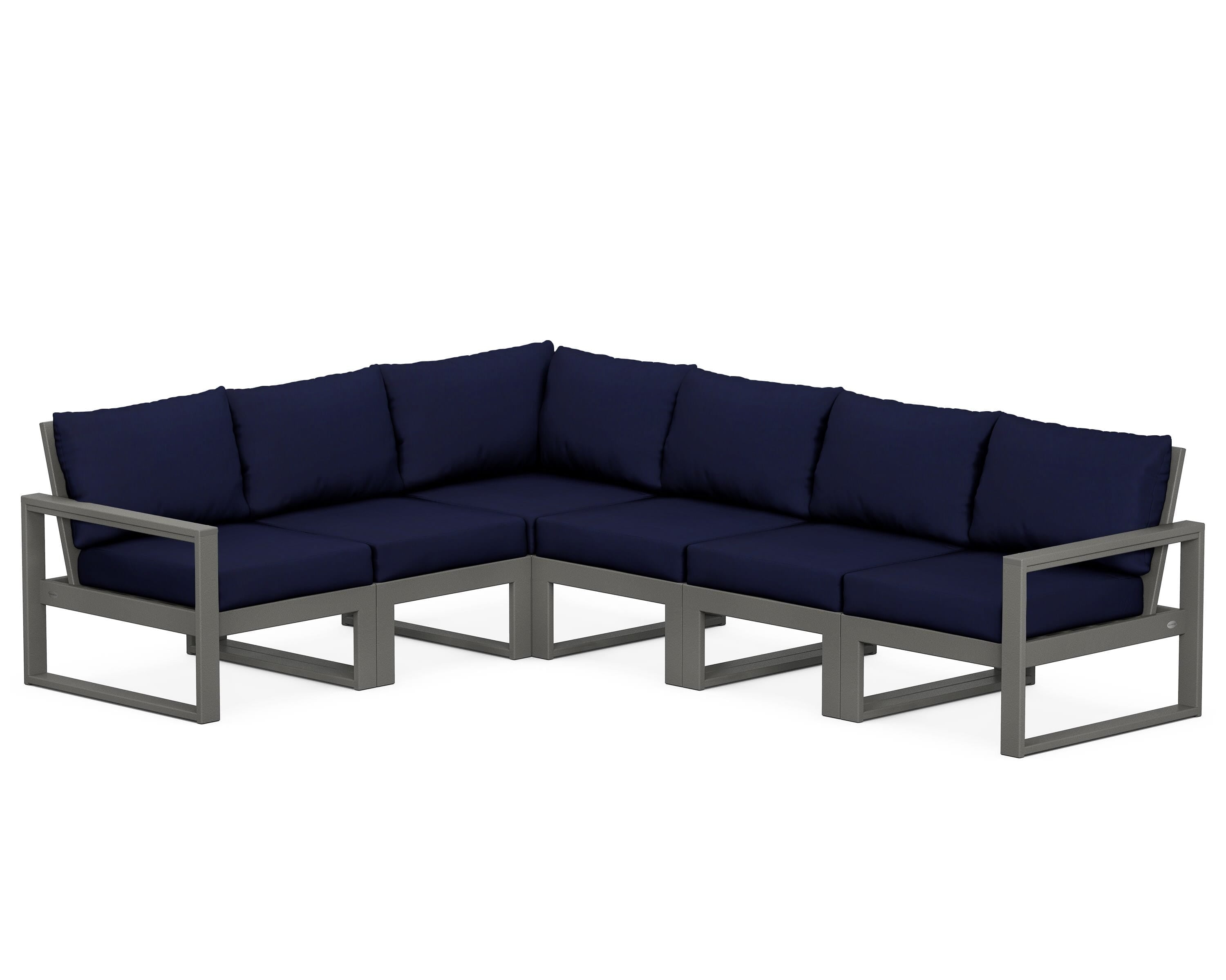 POLYWOOD® EDGE 6-Piece Modular Deep Seating Set in Slate Grey / Navy