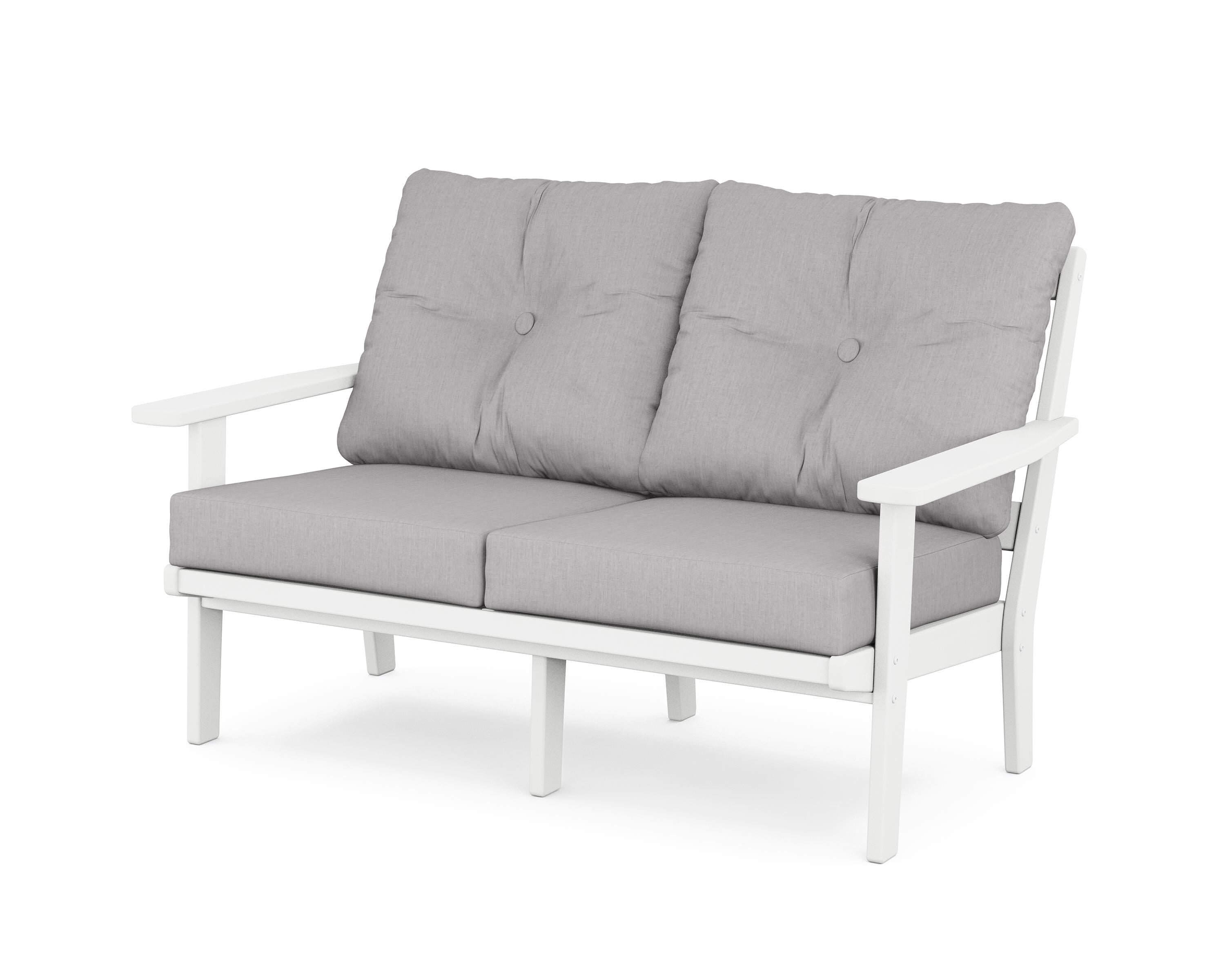 POLYWOOD® Prairie Deep Seating Loveseat in White / Granite