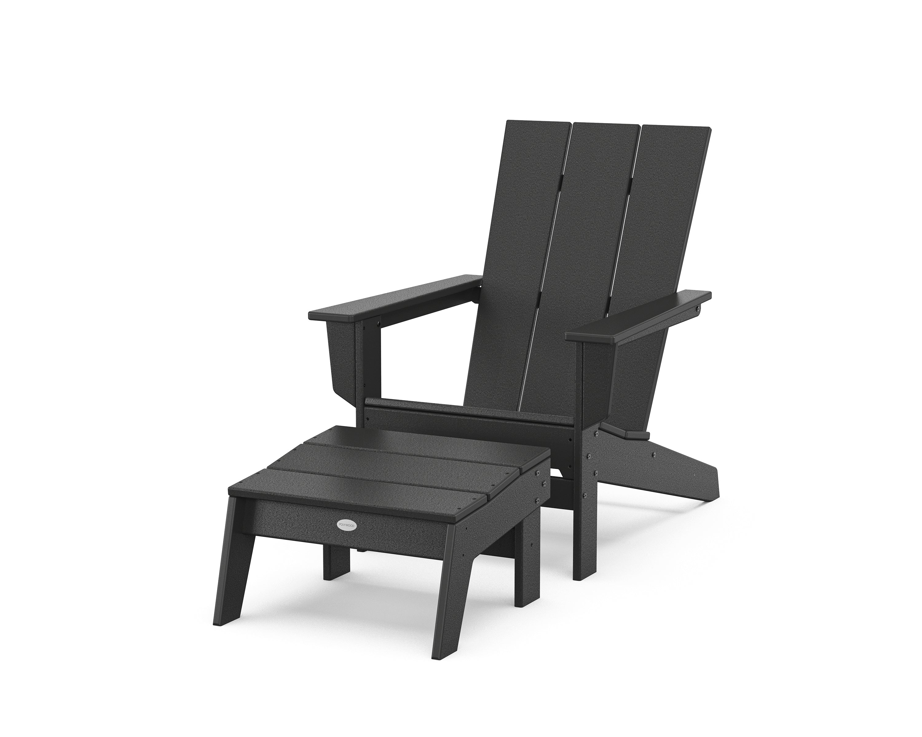 POLYWOOD® Modern Studio Adirondack Chair with Ottoman in Black