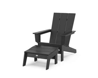 POLYWOOD® Modern Studio Adirondack Chair with Ottoman in Black