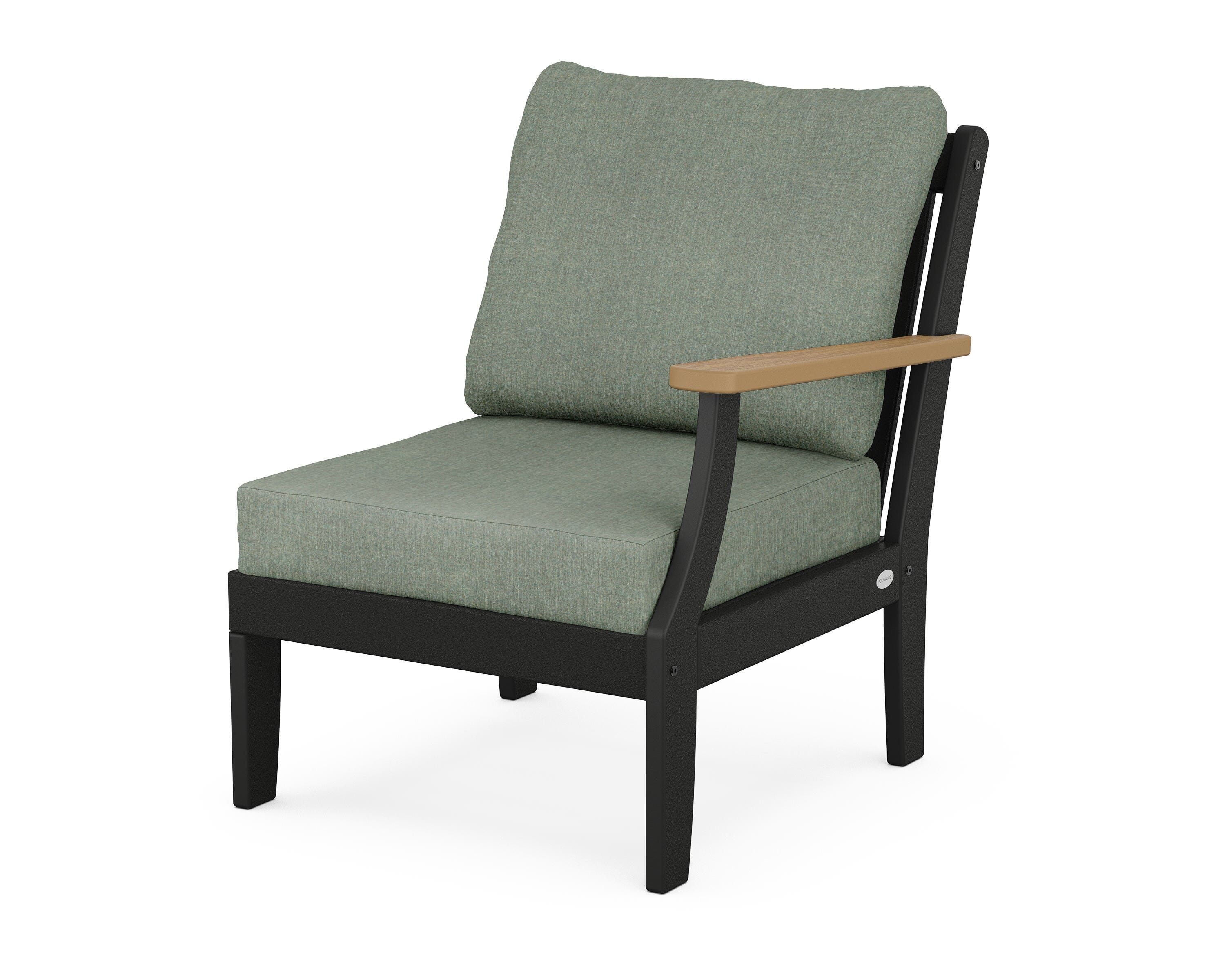 POLYWOOD® Braxton Modular Right Arm Chair in Black / Natural / Cast Sage