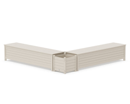 POLYWOOD® 72" Nautical L- Shaped Planter Storage Bench Set in Sand
