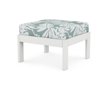 POLYWOOD® Vineyard Modular Ottoman in White / Leaf Glacier Spa