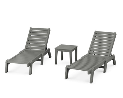 POLYWOOD® Captain Chaise 3-Piece Set in Slate Grey