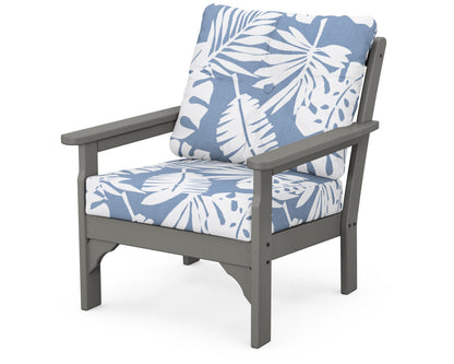 POLYWOOD® Vineyard Deep Seating Chair in Slate Grey / Leaf Sky Blue