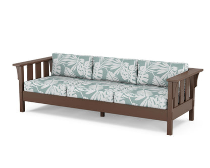 Martha Stewart by POLYWOOD® Acadia Deep Seating Sofa in Mahogany / Leaf Glacier Spa