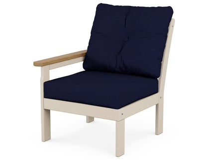 POLYWOOD® Vineyard Modular Left Arm Chair in Sand / Natural / Navy