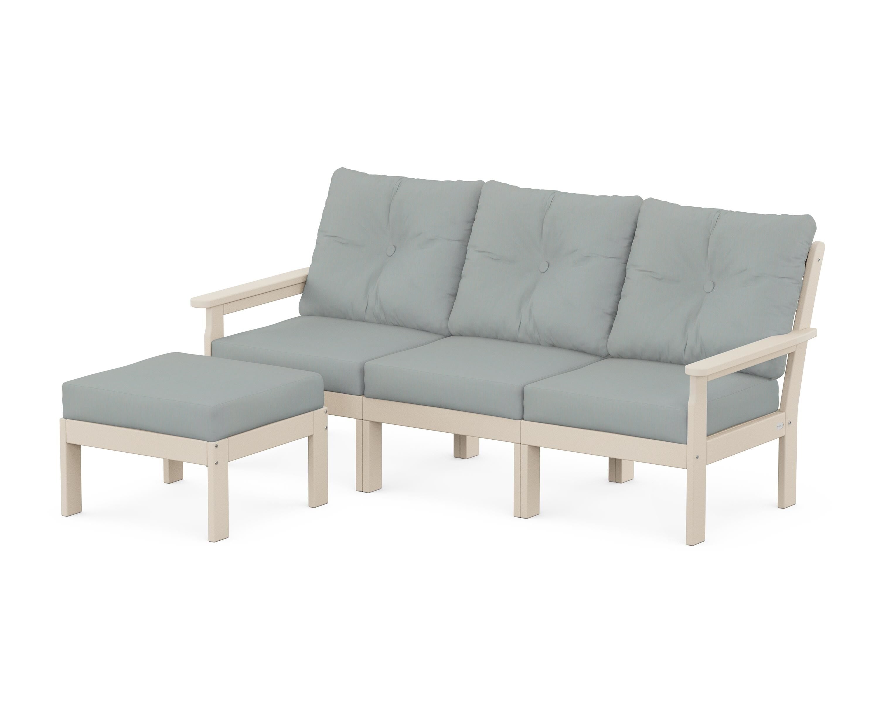 POLYWOOD® Vineyard 4-Piece Sectional with Ottoman in Sand / Spa