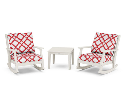 Country Living Wovendale 3-Piece Deep Seating Rocker Set in Sand / Trellis Crimson