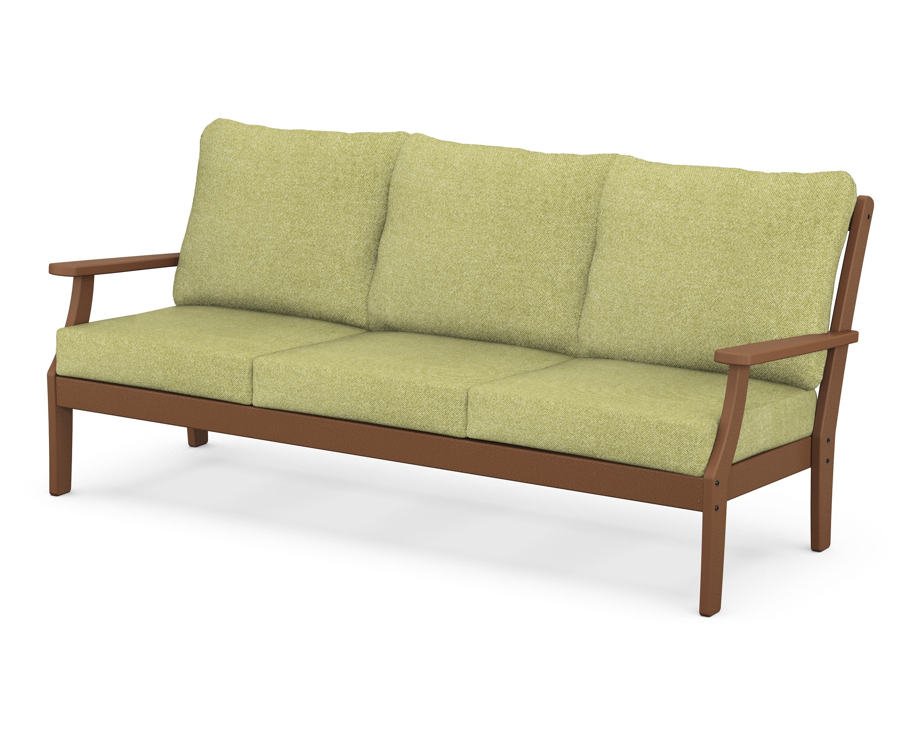 POLYWOOD® Braxton Deep Seating Sofa in Teak / Chartreuse Boucle